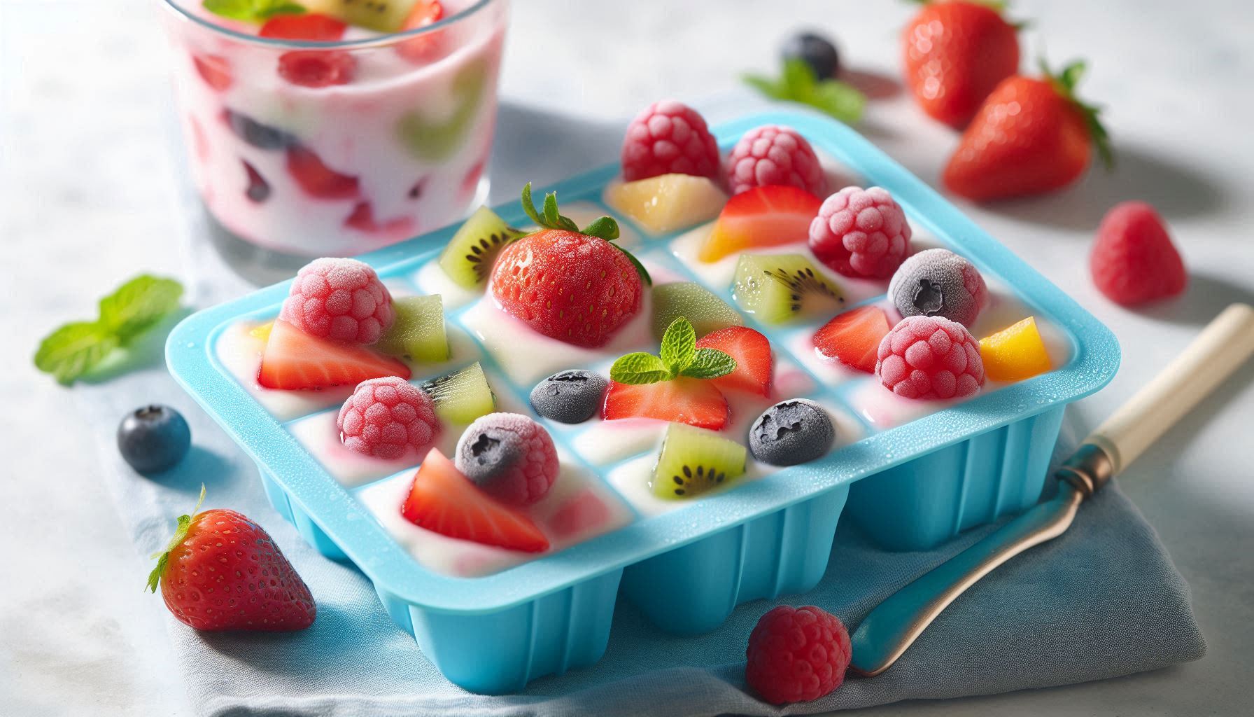 Frozen yogurt mixed with fruits