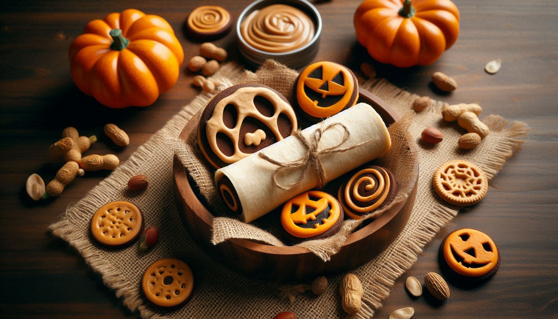 Variation of peanut butter and pumpkin biscuit