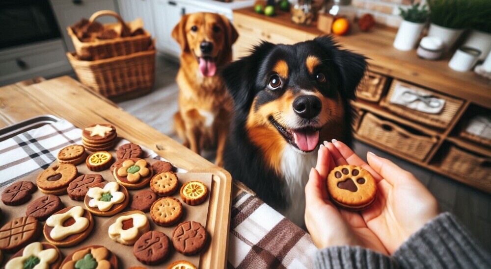 Happy dogs with healthy homemade treats from Woof Wellness Bites